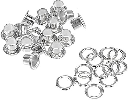 sourcing map Eyelets with Washers, 10.5 x 6 x 7mm Alloy Through Hole Hollow Rivets Grommets Silver Tone 100 Set