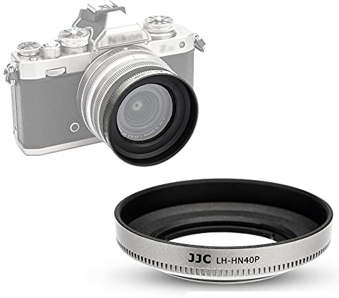JJC Gegenlichtblende zum Einschrauben, 46 mm, für Nikon NIKKOR Z DX 16-50 mm f/3.5-6.3 VR Objektiv auf Z50, ersetzt Nikon HN-40 Gegenlichtblende, silberfarben