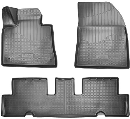 Recambo 3D Gummi Fußmatten kompatibel für Citroen C4 Grand Picasso II | 2013-2018 | Auto Gummimatten | Passgenau | mit Rand | schwarz