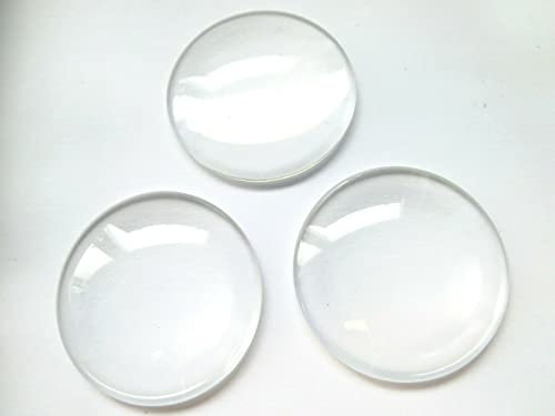 beadsvision 50 Glas Cabochons klar 40mm Glascabochons rund durchsichtig Rückseite flach Kuppel transparent (40mm)