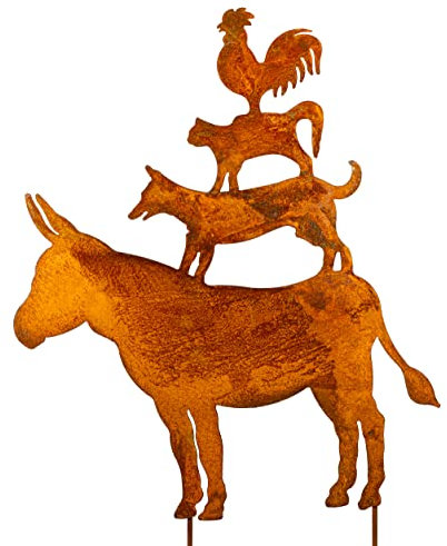 Blümelhuber Bremer Stadtmusikanten Gartenstecker - Märchen Klassiker - Gartendeko Figuren Tiere - Deko Garten Deko Haustür