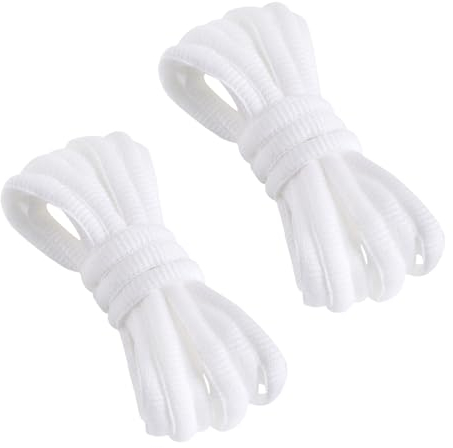 VSUDO 130 cm Cordones Blanco Ovalados para Zapatillas, Cordones Zapatillas Blanco de Baloncesto, Oval White Shoe Laces, Cordones de Zapatos Blanco para Hombre o Mujer (2 Pares-Blanco-130cm)