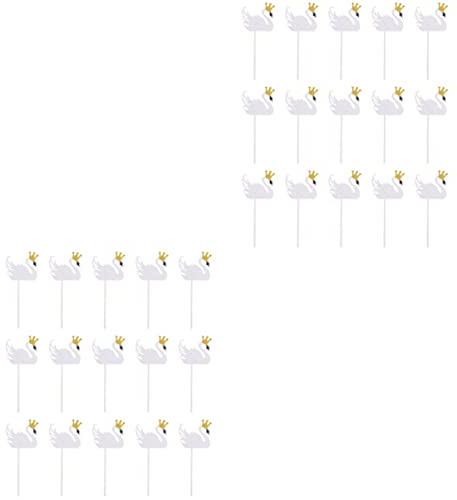 LIFKOME 30 Stk Add-ins Zum Dekorieren Von Kuchen Kuchendekoration Picks Schwan-geburtstags-dessert-topper Handgemachte Cupcake-topper Geburtstagsparty Papier Baby Requisiten Pappbecher