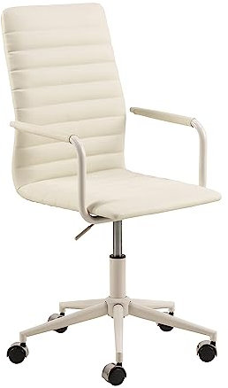 Amazon Basics Bürostuhl aus Kunstleder (Polyurethan), 58 x 58 x 103 cm, Weiß