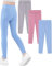 Domee Mädchen Sport Leggings Sporthosen Jogginghose Turnhose Gymnastik 3er-Pack Kastanienbraun + Hellblau + Grau 152 (Herstellergröße 160)