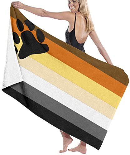 Strandtuch Huozhe Gay Bear Pride Flagge, Weiß Mikrofaser Schnell Trocknend Duschtücher Tragbares Strandhandtuch Für Camping Pool Männer 80X130Cm
