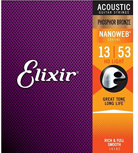Corde 16182 Nanoweb Juego de 6 Cuerdas para Guitarra Acústica - Phosphor Bronze - HD Light: 013-053