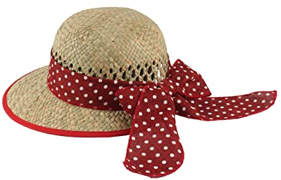 Miuno® H51013 Chapeau de paille pour femme en paille naturelle, rouge, Einheitsgröße-L