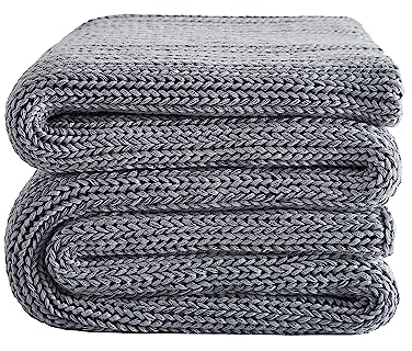 L'AGRATY Knitted Weighted Blanket - 60x80 20lbs Cooling Chunky Knit Heavy Blanket for Adults Braided Crochet Throw Thick Cable Yarn Knit Decorative Blanket No Beads Evenly Weighted Machine Washable