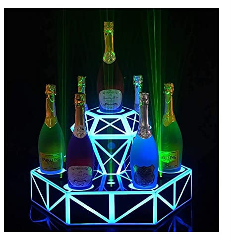 Bar Affichage de la bouteille d'alcool Porte-bouteille lumineux Porte-bouteille lumineux Ktv Bar | Présentoir lumineux mené de bouteille de boisson alcoolisée avec la colonne de laser d'acier inoxydab
