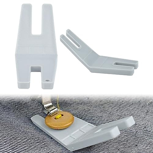 DECATETA 2PCS Sewing Machine Button Plate Plastic Foot Straight Stitch Presser Foot Bulky Seam Guide Seam Aid