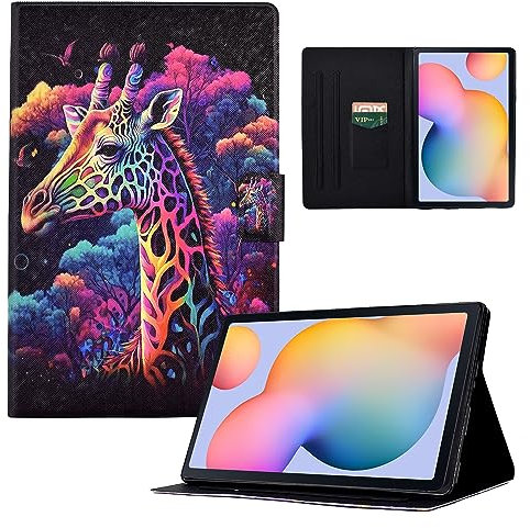 Auslbin Funda para Samsung Galaxy S6 Lite 2020/2022/2024, piel sintética de alta calidad con función de apagado automático/despertador, funda colorida para Samsung Galaxy S6 Lite, jirafe