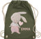 Turnbeutel Rucksack - Süßer Hase Mädchen mit Name personalisiert I Häschen I Rabbit I Langohr I Süße Hasen - Unisize - Olivgrün - personalisierter beutel kinder geschenke kindergarten