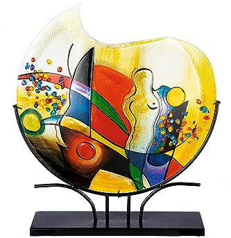 GILDE GLAS art Deko Vase aus Glas auf Metallfuß - Deko Wohnzimmer - Geschenke für Frauen Geburtstag Weihnachten - Mehrfarbig Höhe 53 cm