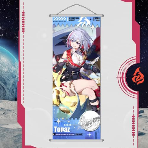Honkai: Star Rail Scroll-Poster für Innendekoration (70 x 25 cm), hängende Wand, HD-Druck, künstlerische Leinwand, Honkai: Star Rail Charakter-Poster für Spieleliebhaber (TOPAZ)