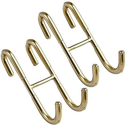 Shower Door Hooks Extended Double Towel Hooks Over Door Hooks For Bathroom Frameless Glass Shower Door Stainless Steel Bathroom Hanger Robe Loofah Shower Antique Brass Coat Hooks with (Gold, One Size)