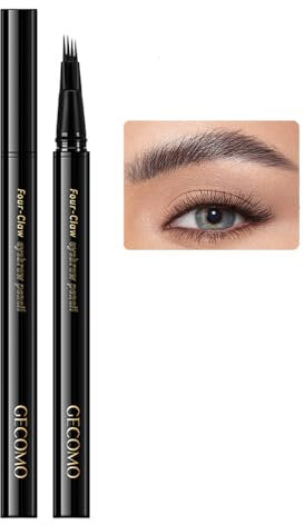 Eyebrow Pencil, Waterproof Tattoo Eyebrow Pen 4 Fork Tip Tattoo Brow Pencil, 24 Hours Long Lasting & Natural Look (Black)