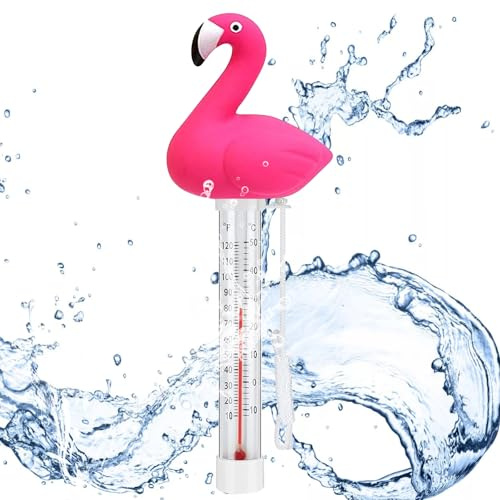 Schwimmendes Wasserthermometer, Badethermometer Flamingos, Pool Thermometer mit Seil, Cartoon Poolthermometer, Thermometer Wassertemperatur für Swimmingpools, Hot Tubs, Aquarien, Fischteiche