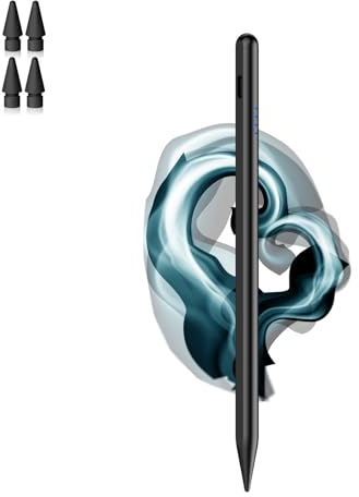 Stylus Stift für iPad 9th&10th (2018–2024),Fast Charge mit iPad Pencil Palm Rejection&Neigungssensitivitä,Magnetic Tablet Stift für Pad 6/7/8/9/10,Pad Air 3/4/5,Pad Mini 5/6, Pad Pro 11/12.9-Schwarz