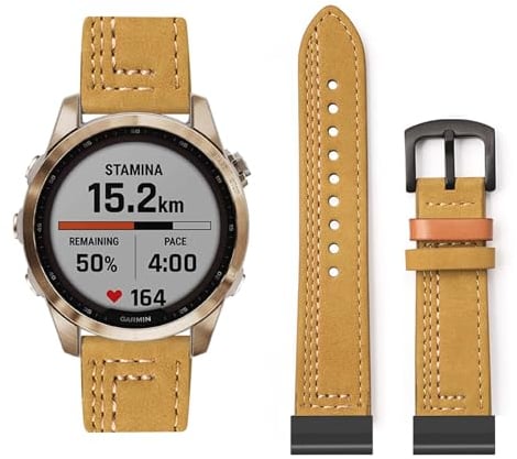 Lederarmband Kompatibel mit Garmin Fenix 5S/ 5S Plus Armband, Vintage Leder Armbänder mit Schnalle aus Edelstahl Ersatzarmband für Garmin Fenix 5S/ 5S Plus Uhrenarmband für Herren Damen (11)
