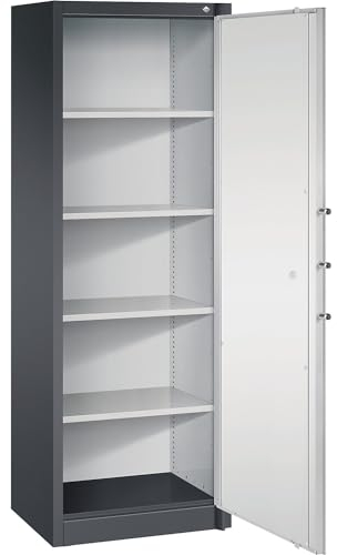 C+P | Feuerschutzschrank Certos | gemäß DIN 4102 | HxBxT 1950 x 646 x 500 mm | Korpus schwarzgrau/Tür lichtgrau