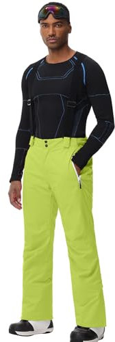 ALSOGO Herren Skihose wasserdichte Winddichte Winter Schneehose Outdoor Snowboardhose mit Abnehmbar Träger Grün M