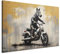 murando - Wandbilder XXL Banksy art 60x40 cm 1 tlg - Wand Deko Leinwand Bilder Groß Wanddeko Wohnzimmer Schlafzimmer Kunstdrucke - Abstrakt Tier Zebra auf einem Motorrad g-H-10081-b-a