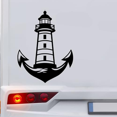 KLEBEKÖNIG Wohnwagenaufkleber Wohnmobil - Leuchtturm Anker - Autoaufkleber Spruchaufkleber Sticker Aufkleber Camper