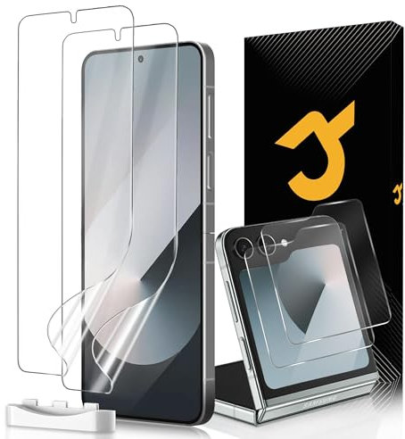 JZG 2+2 Pack For Z Flip 6 Screen Protector, Outer Tempered glass + Inner Flexible Film, Self-Healing, Case Friendly, Anti-Fingerprint For Samsung Galaxy Z Flip 6 Screen Protector