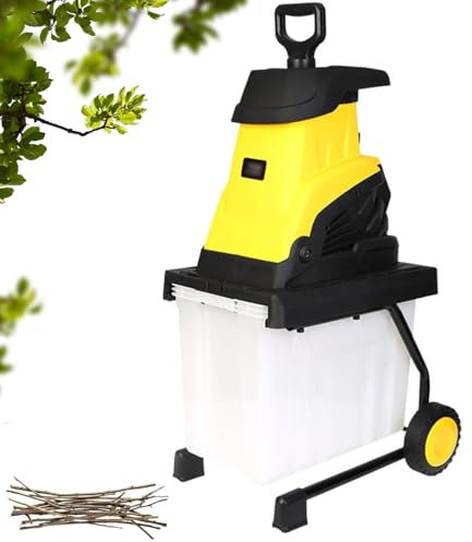 45L garden shredders and wood chippings for garden, 2500W Electric Leaf Mulcher shredder heavy duty for garden, Maximum cutting diameter 45mm, for Yard Cleanup, Composting 10m-Power-Cord
