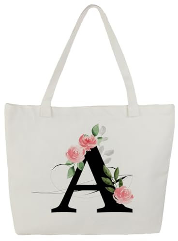 Blisswave Personalisierte Tasche, 100% Baumwoll Canvas, A-Z Tasche Personalisiert mit Namen, schön bedruckt, gefüttert, Personalisierte Geschenke für Frauen