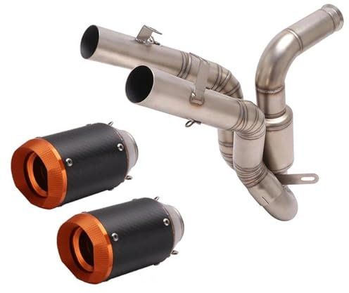 SEYXF Pot d'échappement Silencieux D'échappement Haute Position en Acier Inoxydable pour Moto pour Duke 125 250 390 RC390 RC250 2017 2018 2019 2020(Black Orange)