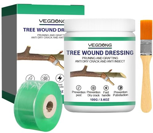 exatta Wundverschluss für Bäume, Baumharz Wundverschluss Für Gartenpfropfen, Ziergehölze, Bonsai, Fördert Die Wundheilung, Bildet Schnell Einen Schutzfilm, 100 g, mit Veredelungsband(2cm Breite)