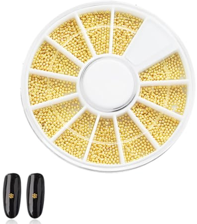 YUZNA 1 Stück Nail Art Perlen Nagel Perlen Nail Charms Design Nagelzubehör Strass Nail Art Supplies Verschiedene Größen (Gold)