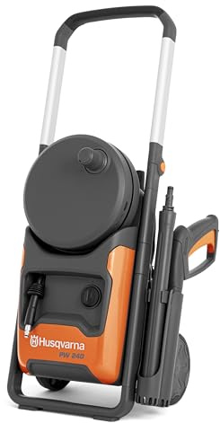 Nettoyeur Haute Pression Husqvarna PW 240 : 140 Bar, débit 465 L/h, Flexible 8 m, Pompe métal, buse réglable, pulvérisateur Mousse. Idéal pour la Maison et Le Jardin.