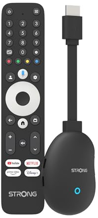 STRONG Leap-Neve 4K UHD Streaming Stick, Dolby Audio y Dolby Vision, 2GB De RAM + 8GB De Almacenamiento Flash, WiFi 6, Android 12, Puerto Ethernet, HDMI 2.1 - Negro