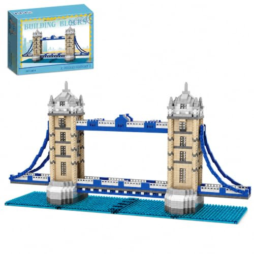 LQPFBSM London Tower Bridge Micro Mini Building Blocks Sets London Famous Architecture Model Toy London Drawbridge Building Kits Gift for Adults Teens 1319 PCS
