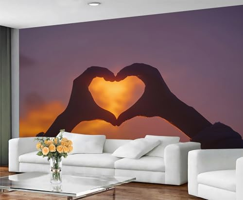 YXQAIED Tapete Herz Muster 400x280 cm Liebe Fototapete Romantische Tapete Schlafzimmer Wohnzimmer Nicht Selbstklebend Wandkunst Wandbilder