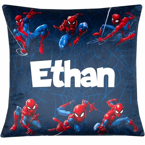 Marvel Spiderman Personalised Cushion Cover 44 x 44 cm Super Soft Pillow Case for Boys Bedroom Home Décor Gift for Boys