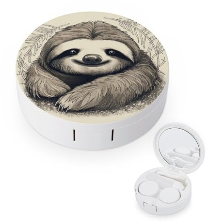 QMNALP Contact Lens Case Portable Travel Kit,cute Contact Lens Cases with Mirror Sloth My Spirit Animal Printed Contact Lenses Applicator Removal Tool Kit