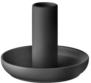 blomus Kerzenhalter -Vela- | Farbe Black | Größe S | Hoch | Aus Keramik; Für stimmungsvolles Kerzenlicht; Ø 11 x H 9 cm