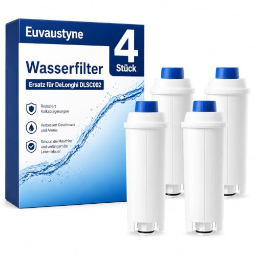 Euvaustyne Filtro dell'acqua per Delonghi DLSC002, compatibile con ECAM, ETAM, Magnifica, Dinamica, Eletta - Filtro di ricambio al carbone attivo per macchine da caffè automatiche, senza cloro e