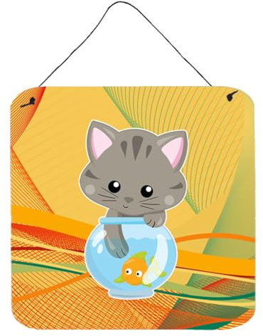 Caroline's Treasures Kitten in the Fish Bowl Metal Print, 6 x 6, Multicolor