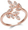 Philip Jones Anello Foglia Regolabile Placcato Oro Rosa Creato Con Cristalli Zircondia®