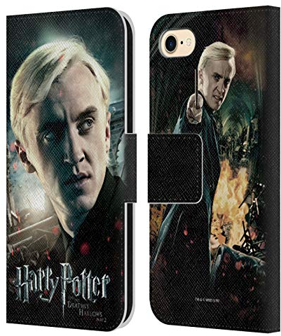 Head Case Designs Offizielle Harry Potter Draco Malfoy Deathly Hallows VIII Leder Brieftaschen Handyhülle Hülle Huelle kompatibel mit Apple iPhone 7/8 / SE 2020 & 2022