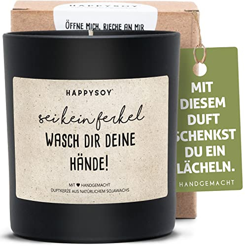Klo-Kerze Duftkerze aus Sojawachs im Glas mit Spruch - natürlich handgemacht, nachhaltig - Deko Gästetoilette WC-Kerze Erinnerung Hände zu waschen bester Duft Hygiene Kerze