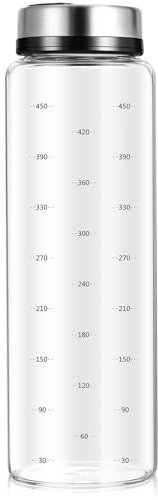 Glass Salt Pepper Shaker with 3 Adjustable Pour Holes and Measurements Rotating Spice Jar Glass Seasoning Bottle Pepper Shaker Condiment Container Spice Dispenser Kitchen Gadgets 500ml