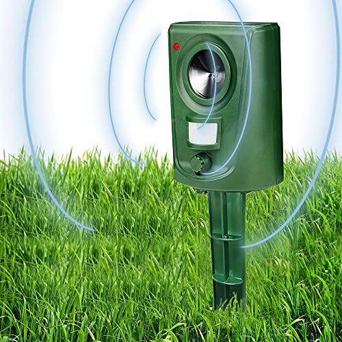 Pilmoux Cat Scarers for Gardens Cat Repellent Ultrasonic Fox Deterrents Animal Repeller Battery Powered Waterproof Motion Activated Sensor for Bird Squirrel Dog Pest Farm etc