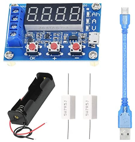 YOUMILE 1.5-12V Battery Capacity Meter Discharge Tester Analyzer ZB2L3 Li-ion Lead-acid Battery Capacity Meter for Testing Battery with 18650 Battery Holder, Micro USB Cable, (DR-YM-401-1)