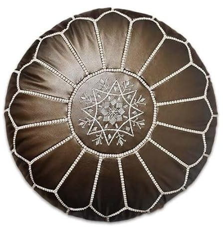 Poufs&Pillows Premium Kunstleder Pouf - Handgefertigt - Gefüllt geliefert - Ottoman, Sitzsack, Fußhocker, Polsterhocker (Bronze)